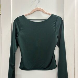 Elegant Dark Green Long Sleeve Top